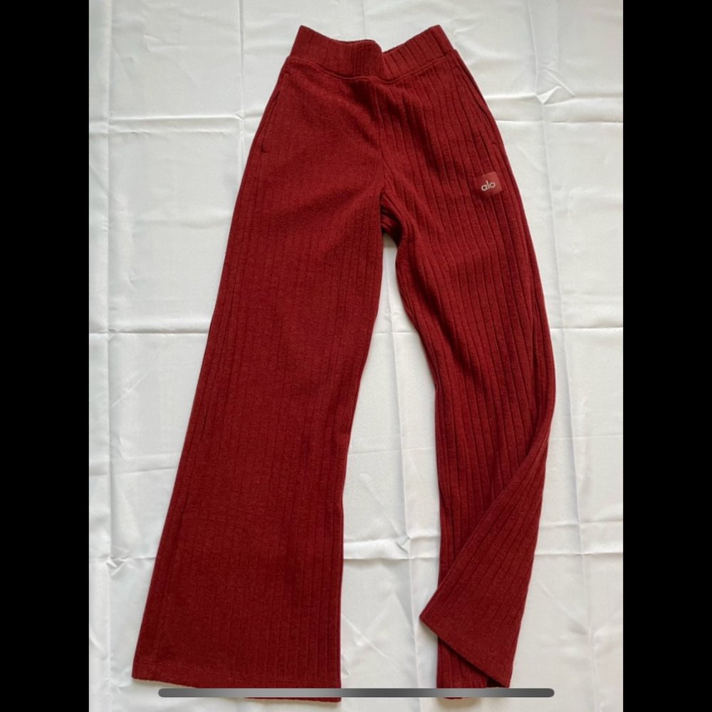 Alo Ribbed, Wide-Leg Lounge Pants, Size S